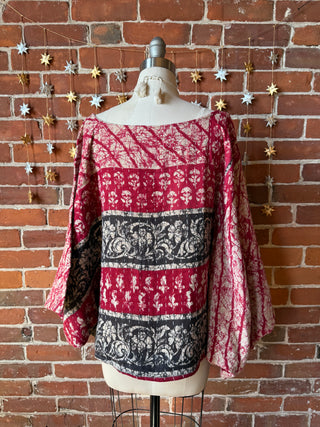 Cosmic Drift Reversible Kantha Poncho Top