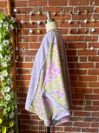 OOAK Winter Collection - Upcycled Kantha Peace Sign Patchwork Poncho Style Top 🌼