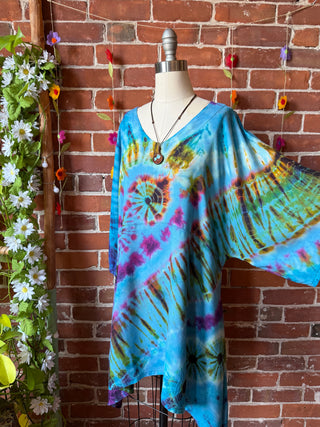 Autumn Stroll Rainbow Tie Dye Flowy Tunic Top