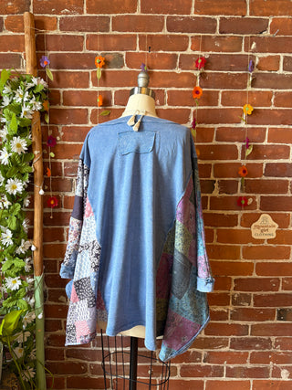 OOAK Summer Collection - Upcycled Flower Patch Patchwork Poncho Style Top 🌼