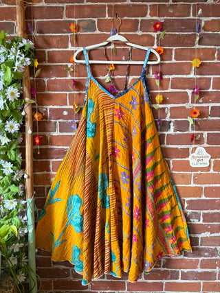 Coffee In The Morning Midi Kantha Summer Dress With Pockets - Fits up to 2X