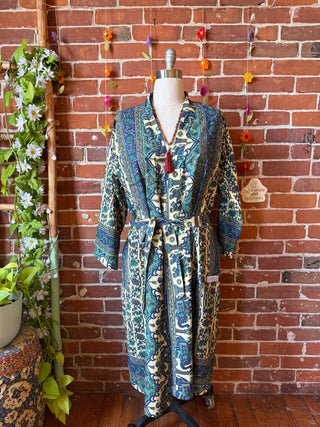 Pink Floyd Inspired Long Tapestry Robe Kimono w/ Pockets + Belt - Fair Trade Made