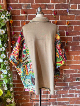 OOAK Autumn Collection - Upcycled Rainbow Dreamer Kantha Poncho Button Up Top