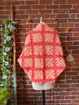 OOAK Autumn Collection- Vintage Crochet Granny Square Cocoon Shawl