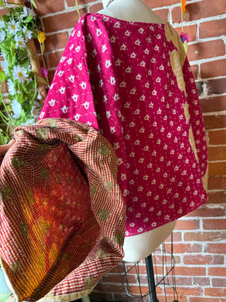 Cosmic Drift Reversible Kantha Poncho Top