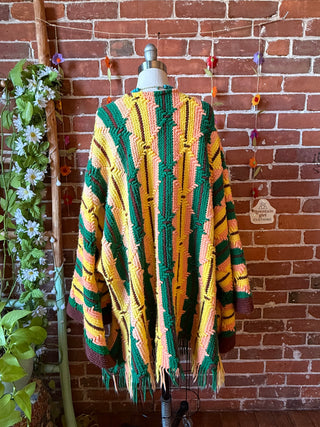 OOAK Autumn Collection- Vintage Upcycled Crochet Bell Sleeve Cardigan Sweater