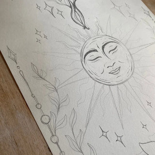 Tapestry Wall Hanging / Sun and Luna Moth / Original Art By Melanie Bodnar-Final Sale