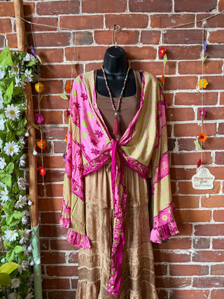 Plus Nova Upcycled Sari Cropped Wrap Top- 100% Silk- Fair Trade Made