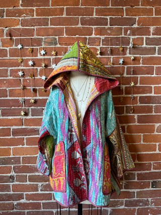 Willow Reversible Kantha Hooded Patchwork Jacket