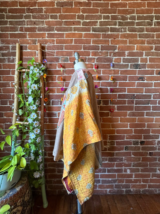 OOAK Autumn Collection- Upcycled Peace Sign Patch Kantha Poncho Sweatshirt Top