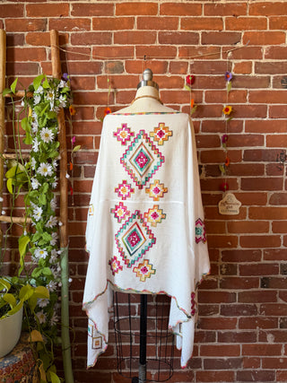 The Wandering Bloom Layer - Upcycled Embroidered Poncho