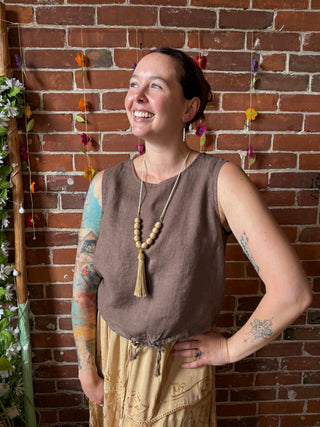 Easy Days 100% Linen Tie Front Tank Top - Made in Italy