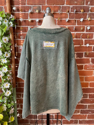 OOAK Winter Collection - Upcycled Kantha Peace Sign Patchwork Poncho Style Top 🌼