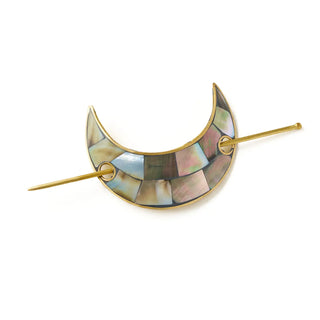 Mother of Pearl Chandra Crescent Moon Hair Pin - Fair Trade Made - Final Sale