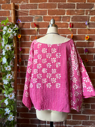 Cosmic Drift Reversible Kantha Poncho Top
