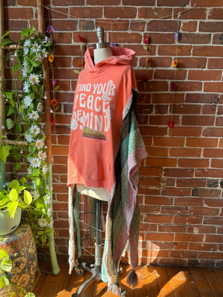 OOAK Autumn Collection- Upcycled Peace of Mind Hi Lo Sweater Poncho