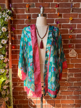 Autumn Moon Silky Flowy Kimono - Fair Trade Made - Final Sale