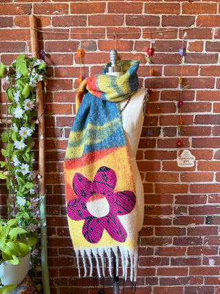 OOAK Autumn Collection- Upcycled Flower Kantha Patchwork Soft Oversized Scarf