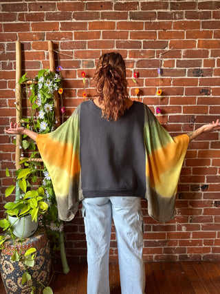 OOAK Autumn Collection- Upcycled Universe Calling Tie Dye Poncho Sweatshirt Top