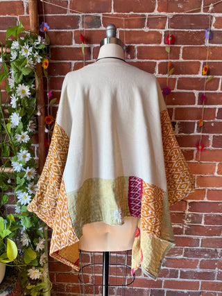 OOAK Autumn Collection - Upcycled Moon Tribe Kantha Poncho Sweatshirt