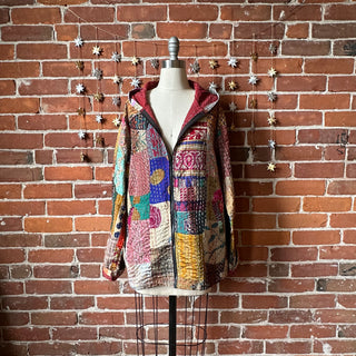 Fleetwood Mac Inspired Kantha Patchwork Hooded Jacket