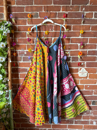 Coffee In The Morning Midi Kantha Summer Dress With Pockets - Fits up to 2X