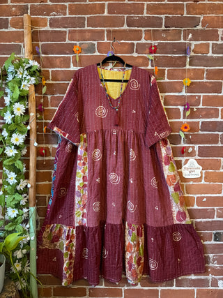 Coffee In The Morning Kantha Dress - Fits up to 3X