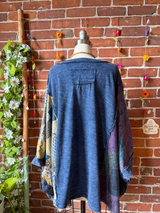 OOAK Summer Collection - Upcycled Flower Patch Patchwork Poncho Style Top 🌼