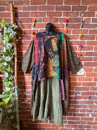 OOAK Summer Collection- Upcycled Bob Marley Inspired Flowy Hybrid Hi Lo Tee