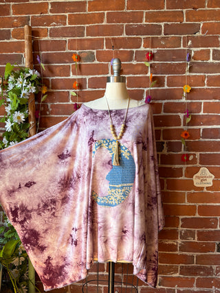 OOAK Spring Collection - Callisto Kantha Crescent Moon Tunic Poncho Top