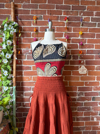 In Bloom Reversible Kantha Halter Top - 100% Cotton - Fair Trade Made - “Plus” Size