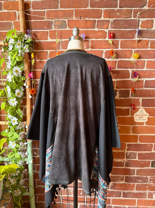 Grateful Dead Skeleton Spiral Inspired Embroidered Poncho Top