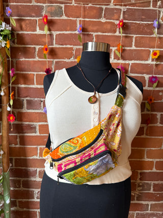 Mystery Recycled Kantha Patchwork Fanny Pack / Crossbody Bag