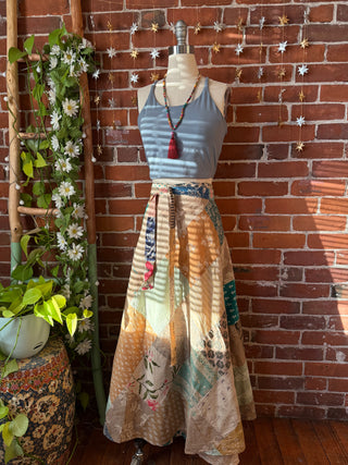 Afternoon Tea 100% Cotton Upcycled Patchwork Wrap Skirt