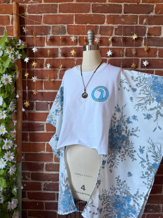 OOAK Autumn Collection - Upcycled Blue Goose Farm Veggies Hi Lo Poncho Top