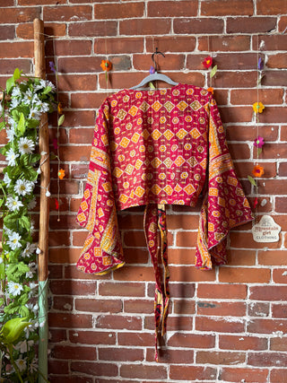 Free Size Nova Kantha Bell Sleeve Wrap Top