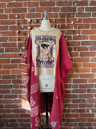 Upcycled Jimi Hendrix Inspired Hi Lo Kantha Poncho Top