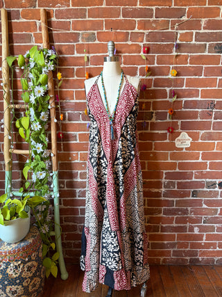 Size Small-Medium Meadow Mosaic 100% Cotton Halter Dress - Fair Trade Made