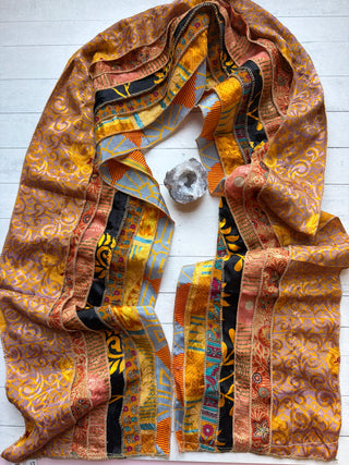 OOAK Summer Collection- Upcycled Seven Panel 100% Silk Sari Scarf - Fair Trade Made
