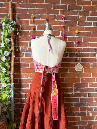 In Bloom Reversible Kantha Halter Top - 100% Cotton - Fair Trade Made - “Plus” Size