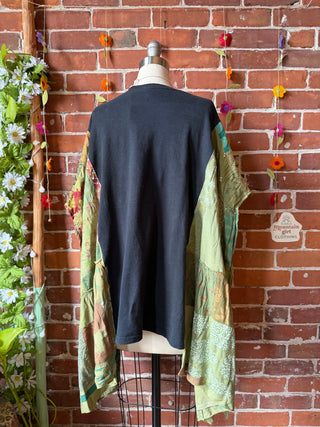 OOAK Summer Collection- Upcycled Rolling Stones Inspired Patchwork Poncho Top