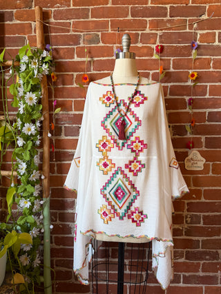 The Wandering Bloom Layer - Upcycled Embroidered Poncho