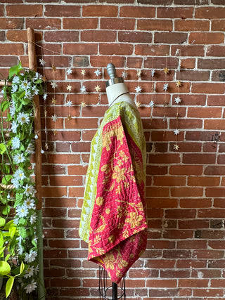 Cosmic Drift Reversible Kantha Poncho Top