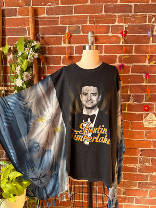 OOAK Autumn Collection- Upcycled Justin Timberlake Inspired Tie Dye Poncho Tee