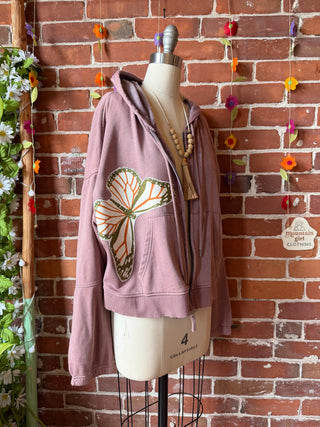 OOAK Summer Collection- Upcycled Butterfly Grateful Dead Inspired Hoodie  - Size XL