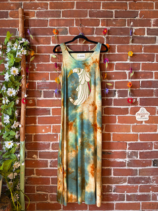 OOAK Spring Collection - Tie Dye Callisto Kantha Crescent Moon Tank Top Maxi Dress