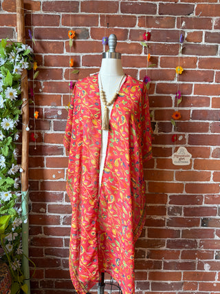 Summer Dreams 100% Silk Poncho Robe- Fair Trade Made