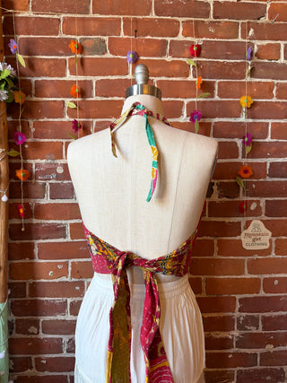 Size 14-20 In Bloom Reversible Kantha Halter Top - 100% Cotton - Fair Trade Made