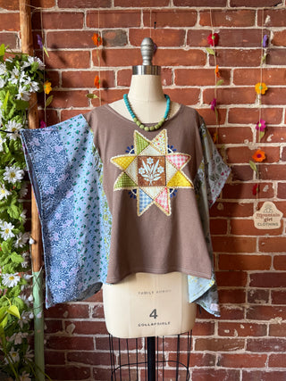 OOAK Autumn Collection- Upcycled  Poncho Tee