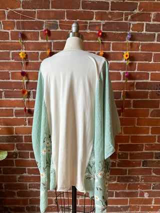 Fleetwood Mac Butterfly Inspired Sage Daisy Embroidered Poncho